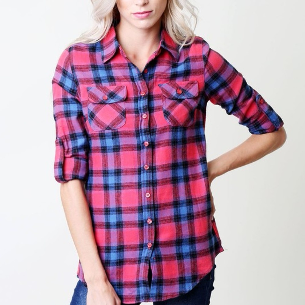 New Long sleeve button down plaid flannel - Picture 4 of 8